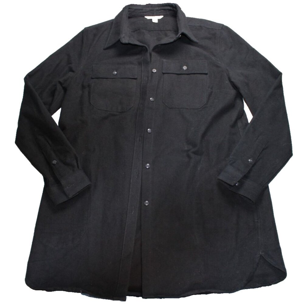 L.L. Bean Womens Black Long Sleeve Shirt Size Large Soft Cotton Camois Cloth